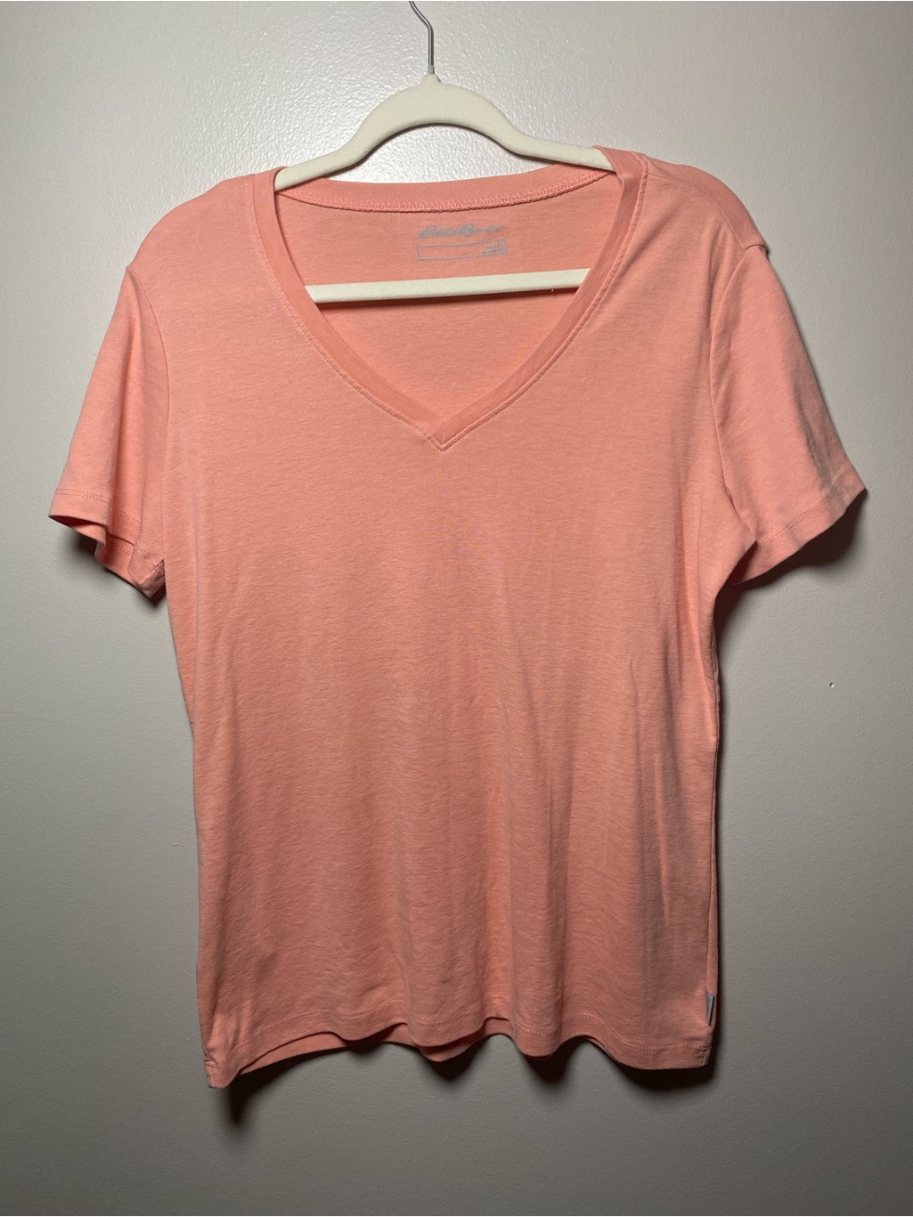 Eddie Bauer Peach V Neck Short Sleeve Top Xl Euc